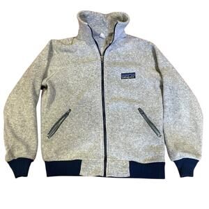 PATAGONIA Men's Medium Full Zip Stand Collar Jacket Gray Blue 70s 80s Vintage